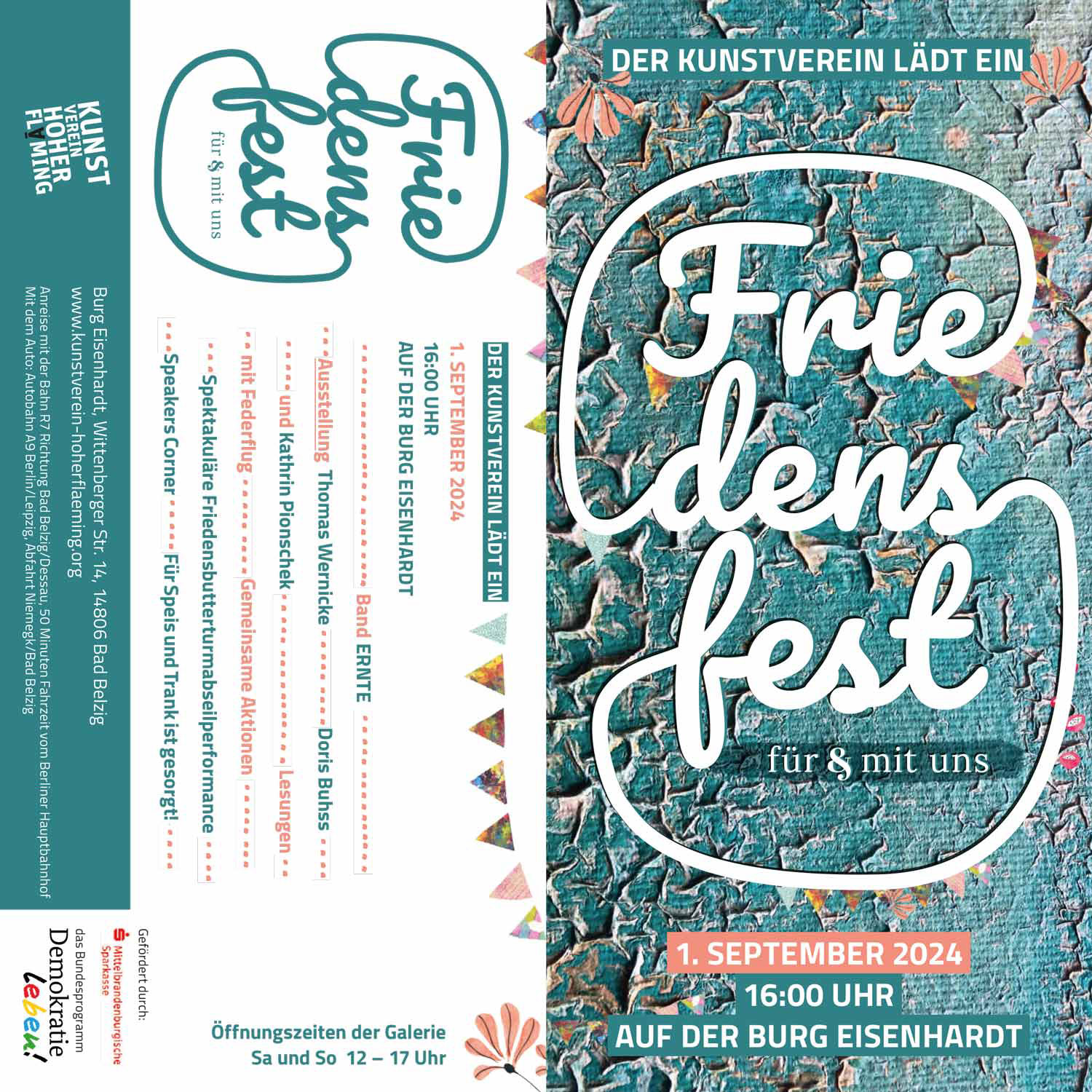 Friedensfest-Burg-Eisenhardt-1-2024 Flyer Friedensfest Kunstverein Bad Belzig 2024